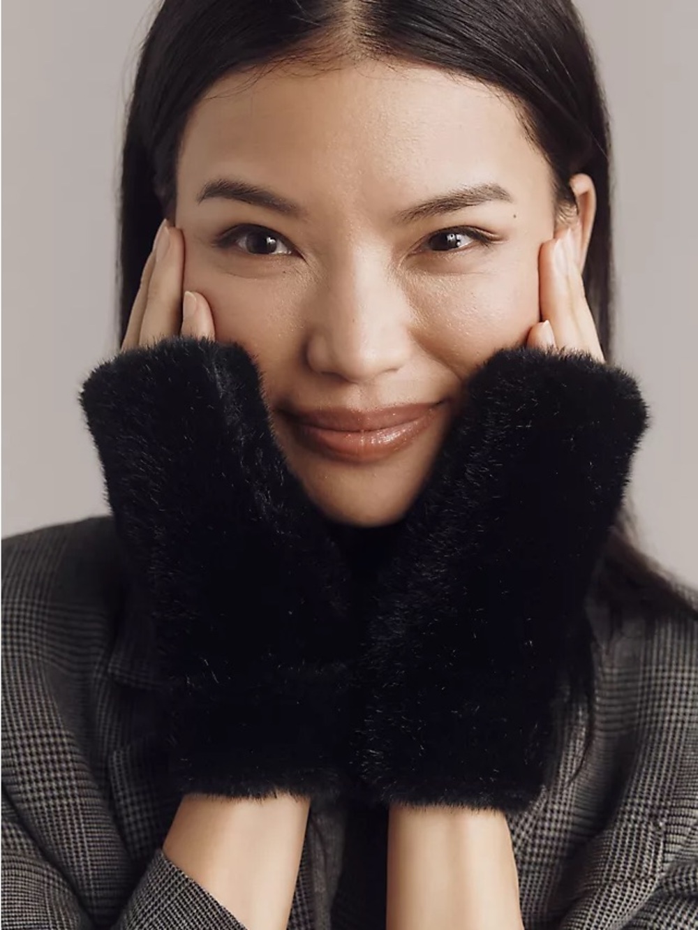 Anthropologie New Black Faux Fur Fingerless Gloves - Women Accessories